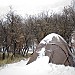 You can get an idea of the vestibule issue in this photo. This is only 3" to 4". Snow on tent