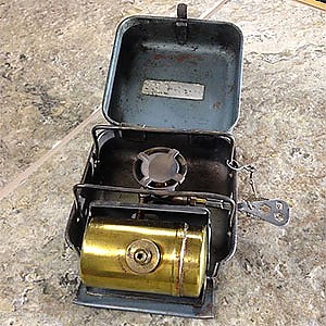 SMALL CAMP STOVE BRASS CAMPING STOVE COLLECTIBLE 1950S VINTAGE