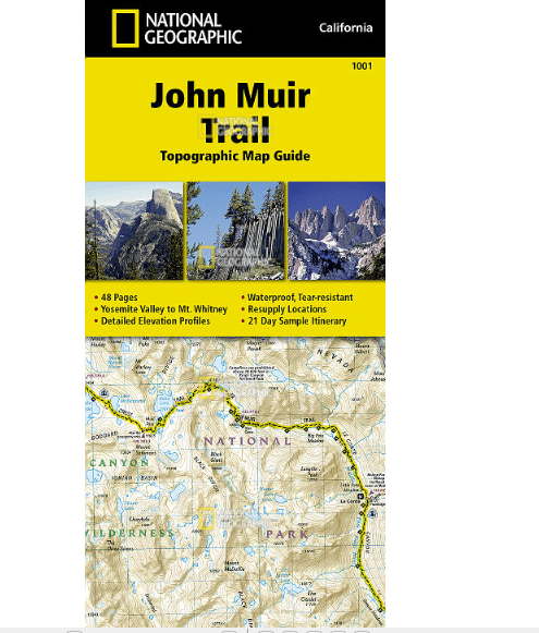 photo: National Geographic John Muir Trail Topographic Map Guide us pacific states paper map