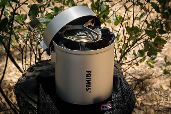 Gas Camping Stove with Compact Pot Set Primus Essential Trail Kit