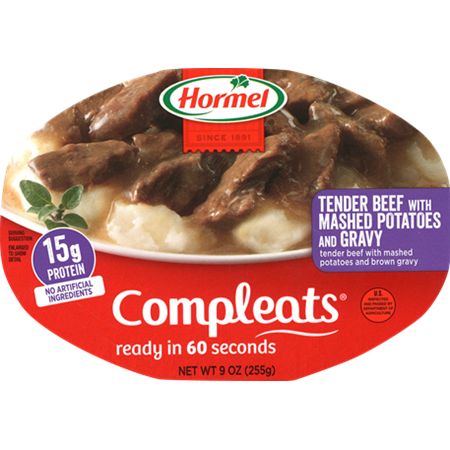 photo:   Hormel Compleats Tender Beef with Mashed Potatoes and Gravy food/drink