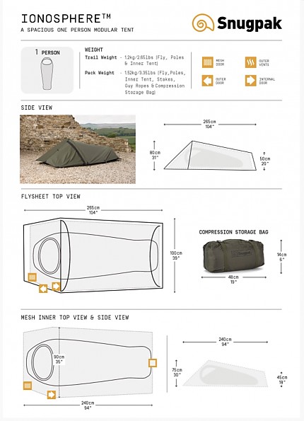 Snugpak  IONOSPHERE™ IX Our Lightest 1 Person Tent Inner-First Pitch