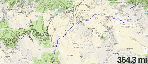 Durango-to-Flagstaff-364-miles---Edited.
