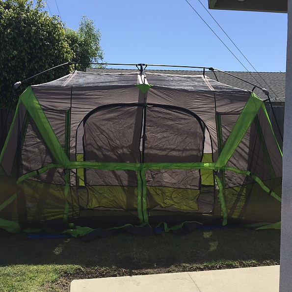 Instant tent outlet with screen porch