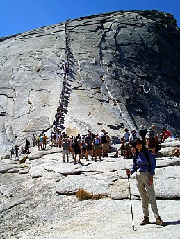 Summer-hikers-going-up-the-cables-to-the