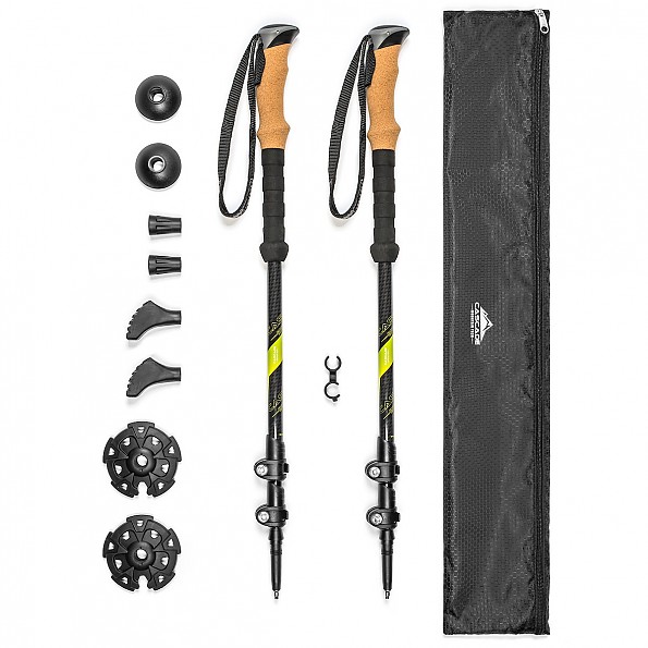 Cascade Mountain Tech Carbon Fiber Quick Lock Trekking Poles Cork Grip