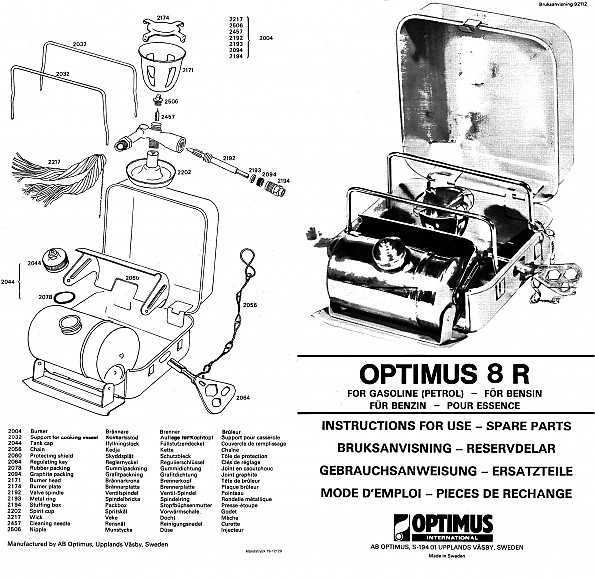 Stove parts optimus History of