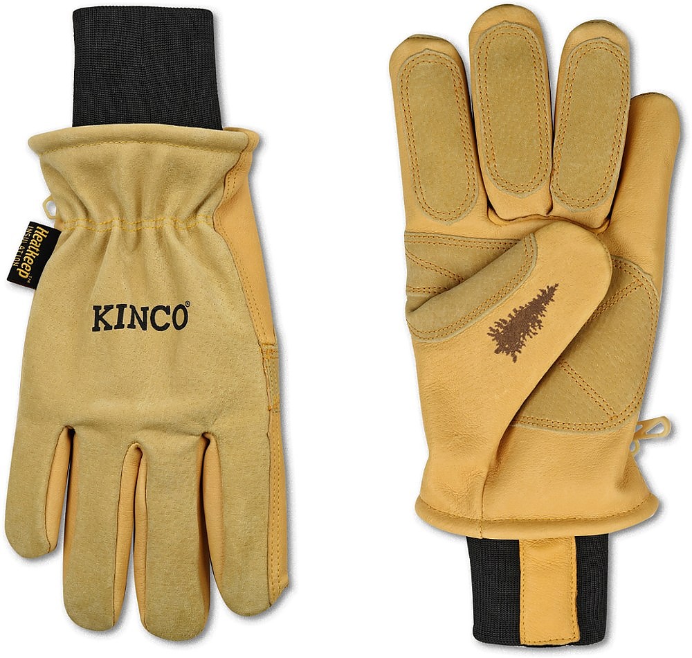 Kinco 901-M Guanti Da Sci In Pelle Di Maiale Con Fodera Termica HeatKeep E Trattamento Nikwax Waterproof – Medi, Color Oro