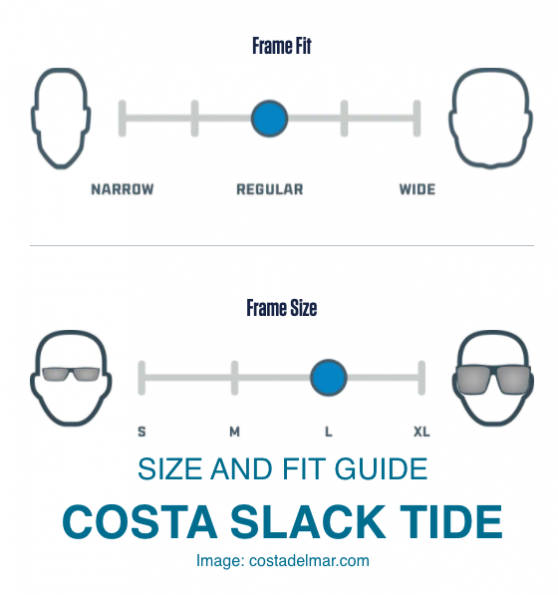 Costa best sale sunglass sizes